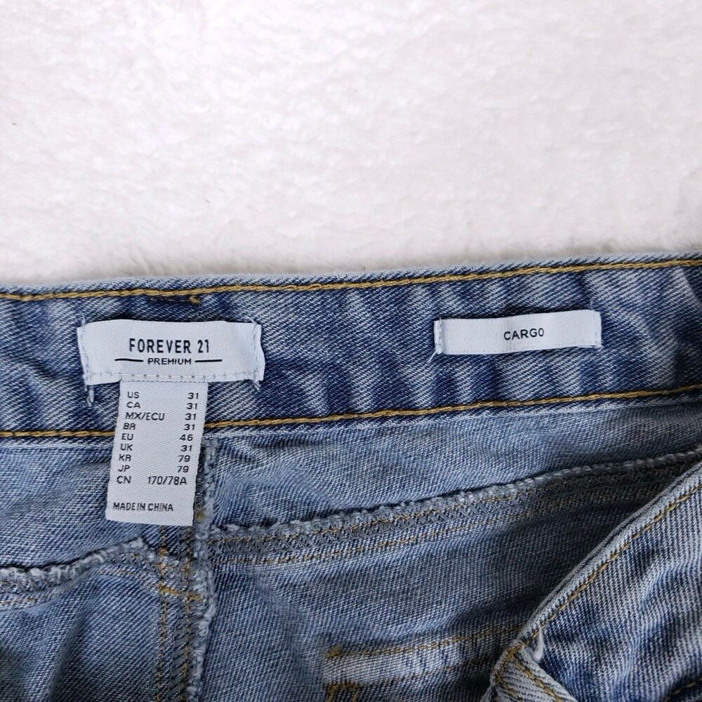 Forever 21 Cargo Jeans Size 31 Baggy Denim Y2K Skater Utility Grunge Streetwear - Picture 4 of 9